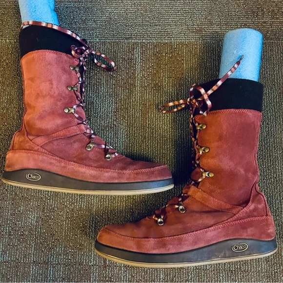 Chaco Brick Red Waterproof Suede Andorra Lace Up Boots, size 8.5 39.5 - Picture 4 of 13
